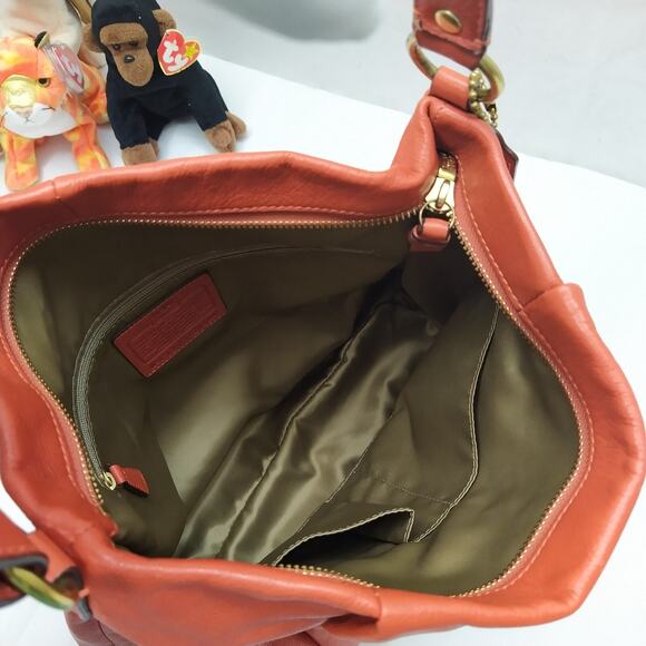 Coach Madison Orange Leather Zipper Closure Hobo Shoulder Bag - Picture 10 of 16